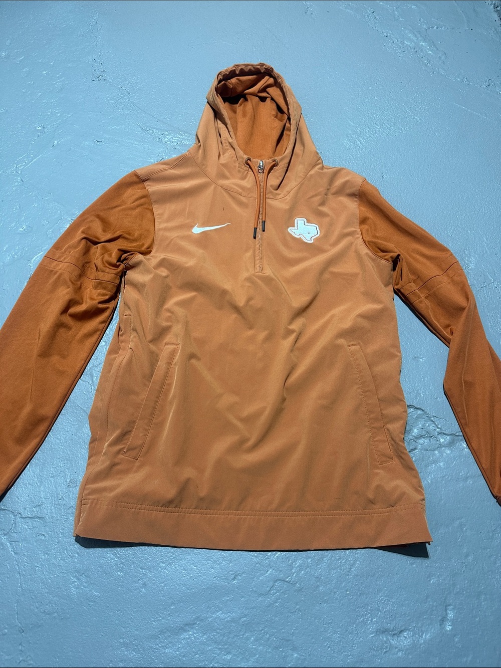 Nike Orange Hooded Half-Zip Pullover with White Swoosh